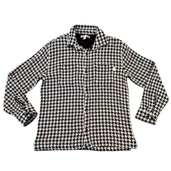 Urban Outfitters Black and White Houndstooth Button Down Shacket Size Small - Picture 1 of 10